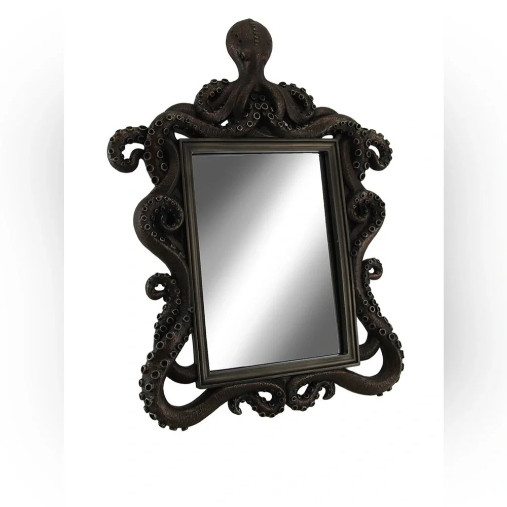 Coastal Reflections Decorative Octopus Framed Bronze Finish Table Mirror